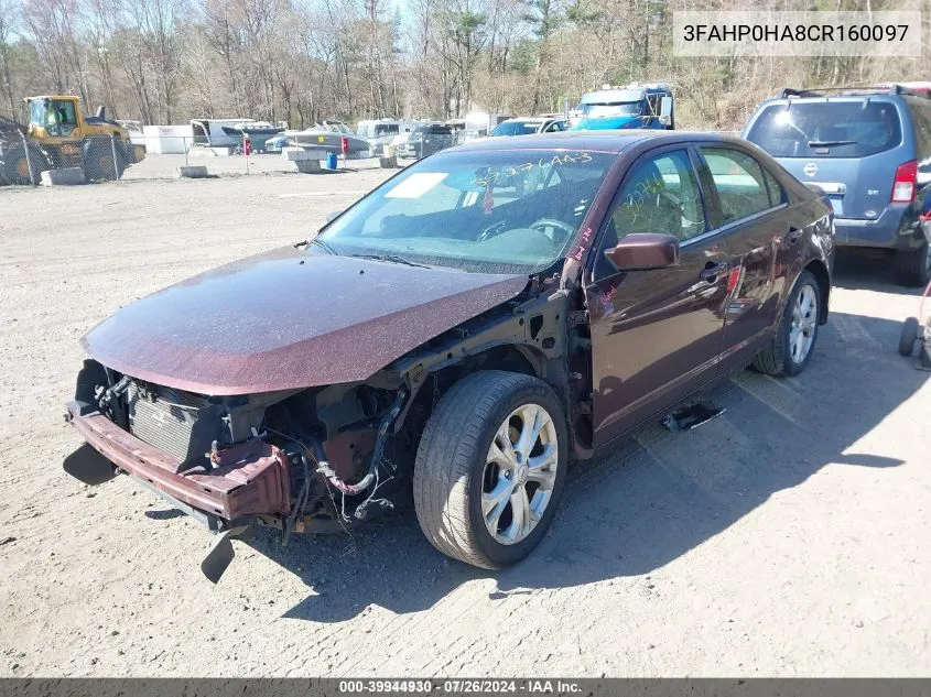 2012 Ford Fusion Se VIN: 3FAHP0HA8CR160097 Lot: 39944930