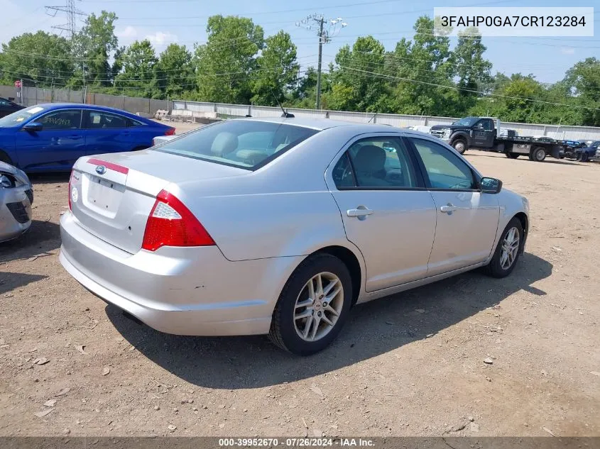 2012 Ford Fusion S VIN: 3FAHP0GA7CR123284 Lot: 39952670