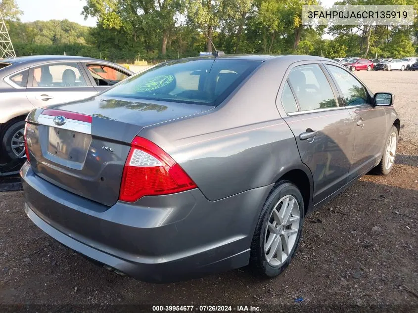 2012 Ford Fusion Sel VIN: 3FAHP0JA6CR135919 Lot: 39954677