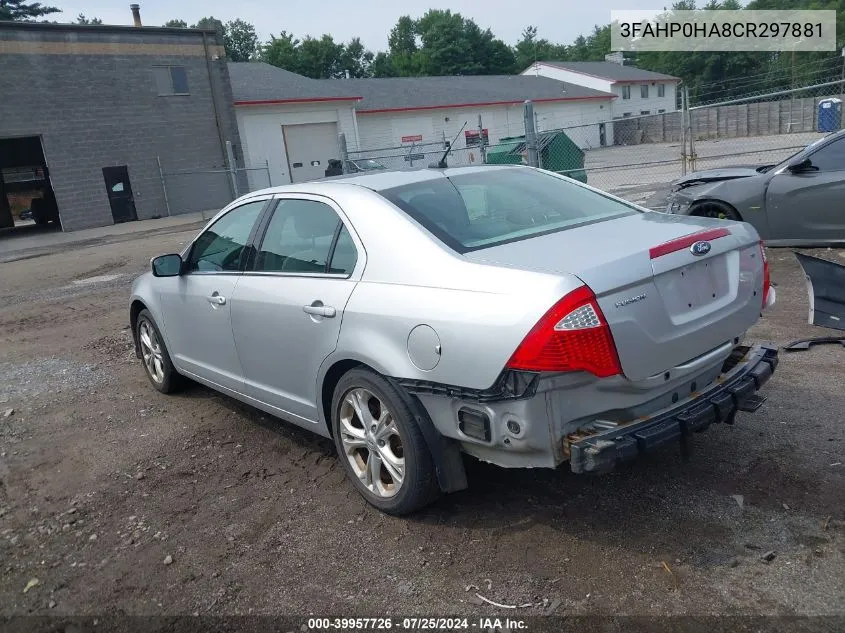 2012 Ford Fusion Se VIN: 3FAHP0HA8CR297881 Lot: 39957726