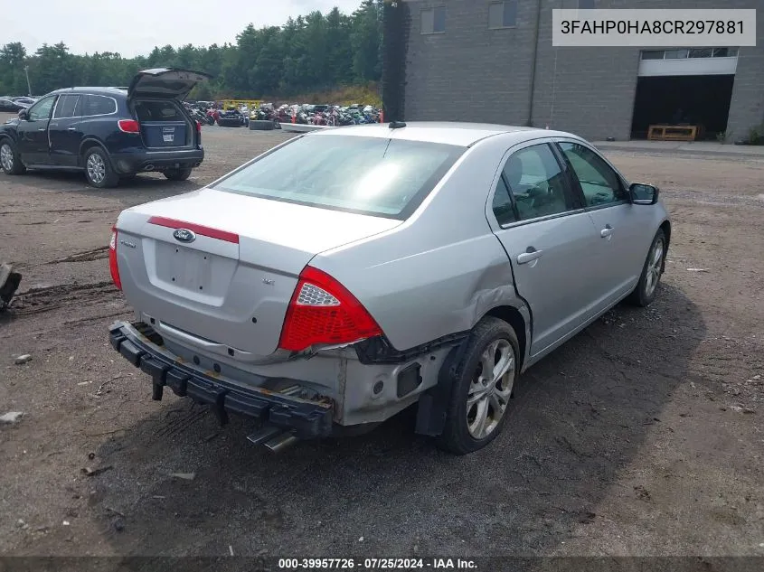 2012 Ford Fusion Se VIN: 3FAHP0HA8CR297881 Lot: 39957726