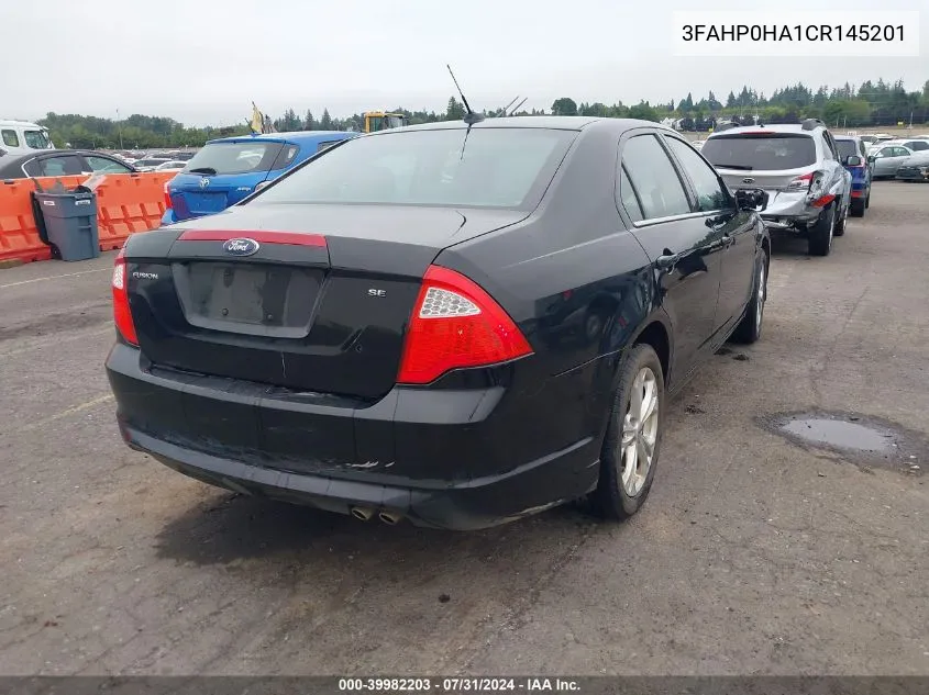 2012 Ford Fusion Se VIN: 3FAHP0HA1CR145201 Lot: 39982203