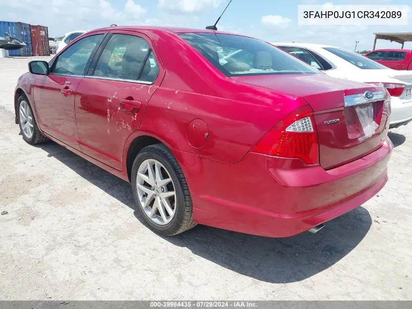 2012 Ford Fusion Sel VIN: 3FAHP0JG1CR342089 Lot: 39984435