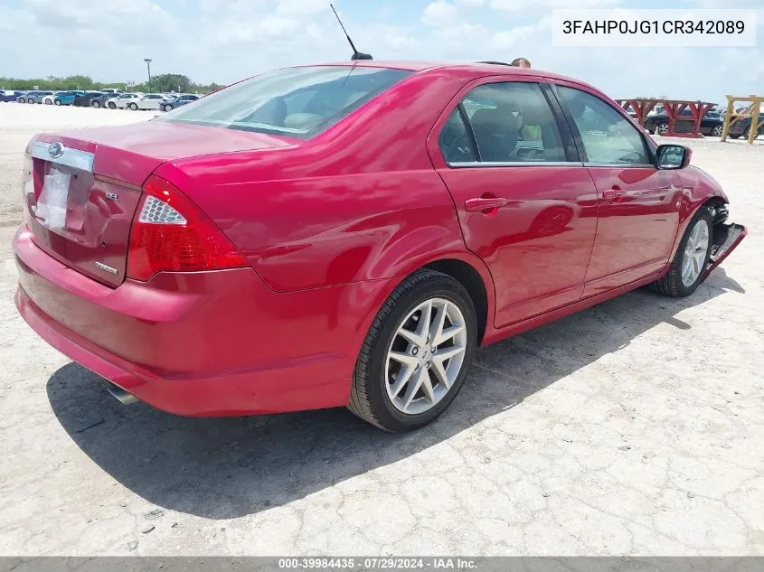 2012 Ford Fusion Sel VIN: 3FAHP0JG1CR342089 Lot: 39984435