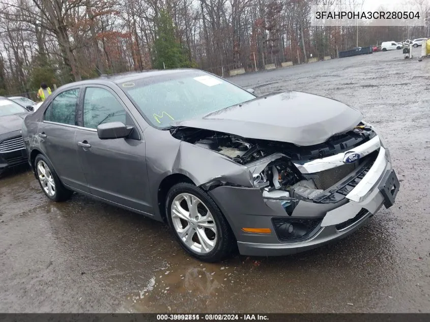 2012 Ford Fusion Se VIN: 3FAHP0HA3CR280504 Lot: 39992811