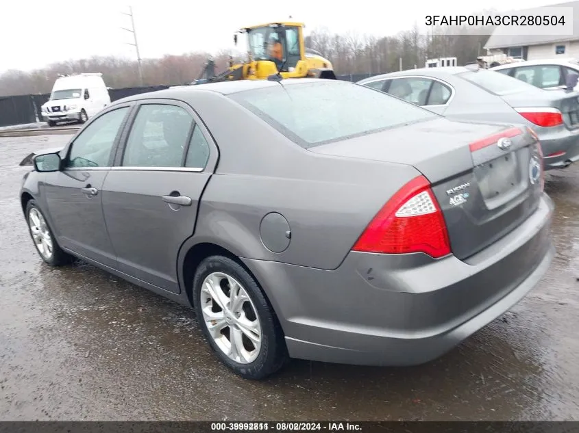 2012 Ford Fusion Se VIN: 3FAHP0HA3CR280504 Lot: 39992811