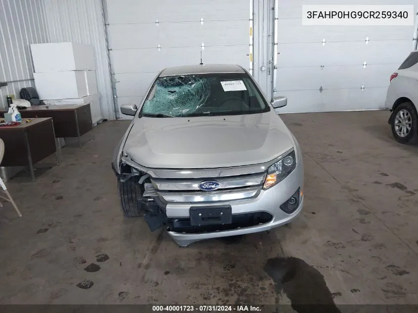 2012 Ford Fusion Se VIN: 3FAHP0HG9CR259340 Lot: 40001723