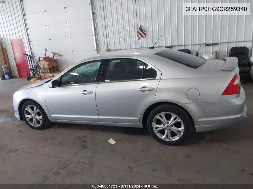 2012 Ford Fusion Se VIN: 3FAHP0HG9CR259340 Lot: 40001723