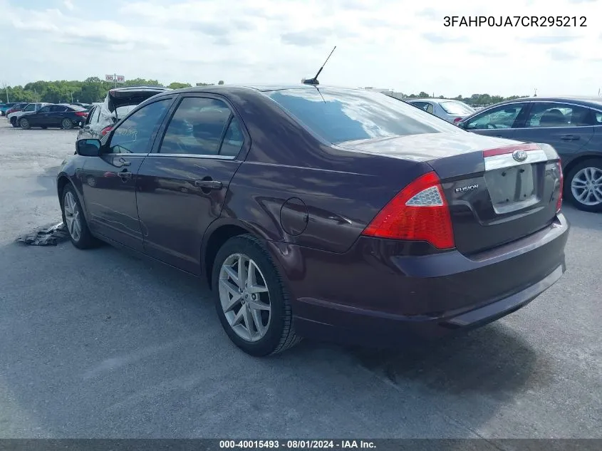 2012 Ford Fusion Sel VIN: 3FAHP0JA7CR295212 Lot: 40015493