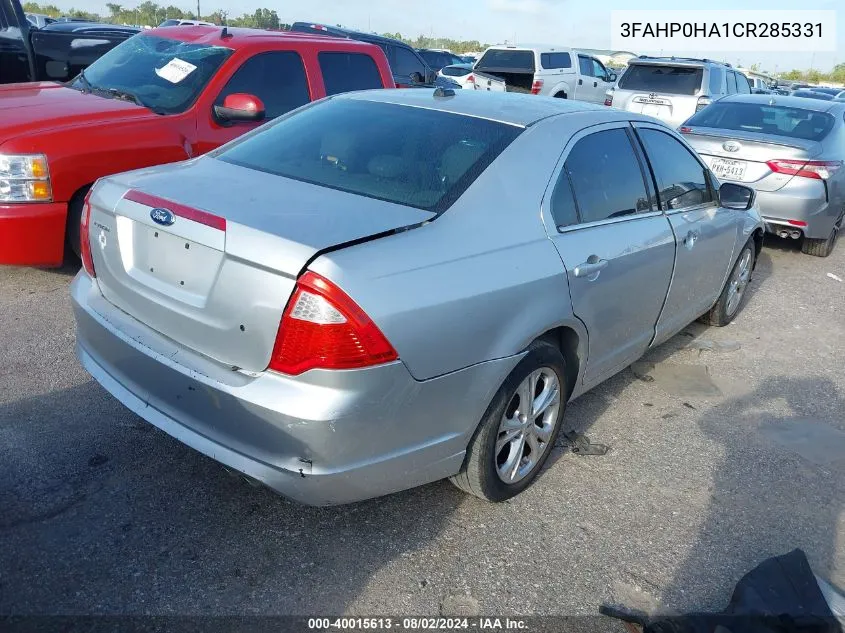 2012 Ford Fusion Se VIN: 3FAHP0HA1CR285331 Lot: 40015613