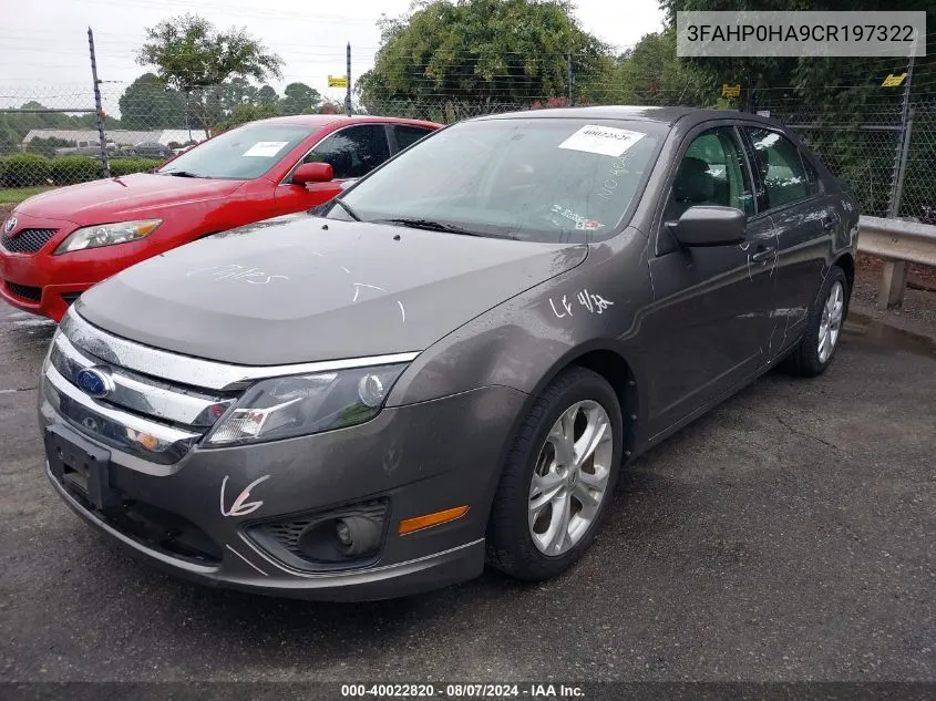 3FAHP0HA9CR197322 2012 Ford Fusion Se