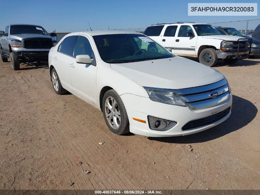 2012 Ford Fusion Se VIN: 3FAHP0HA9CR320083 Lot: 40037646