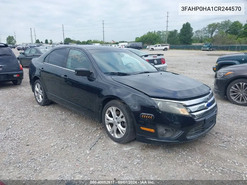 2012 Ford Fusion Se VIN: 3FAHP0HA1CR244570 Lot: 40052617