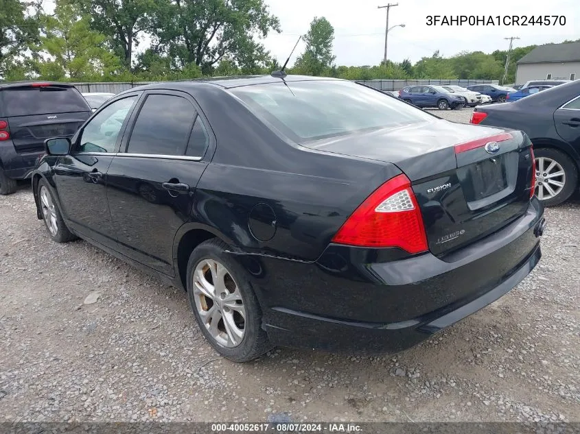 2012 Ford Fusion Se VIN: 3FAHP0HA1CR244570 Lot: 40052617