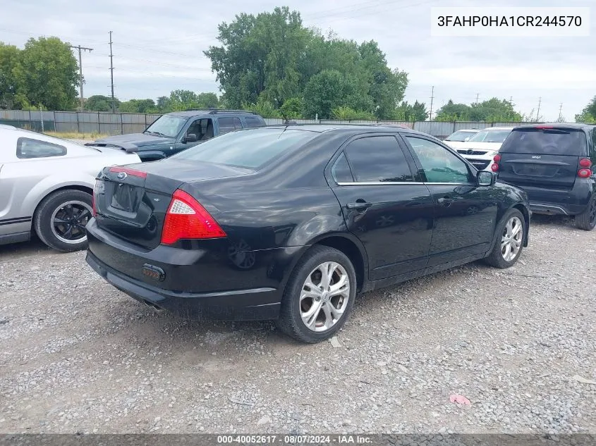 2012 Ford Fusion Se VIN: 3FAHP0HA1CR244570 Lot: 40052617