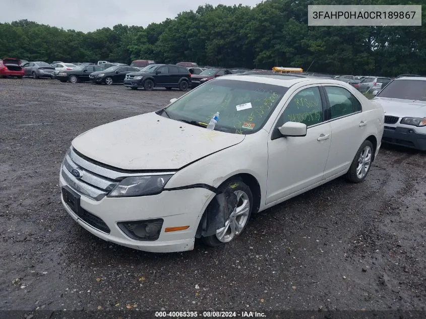 3FAHP0HA0CR189867 2012 Ford Fusion Se