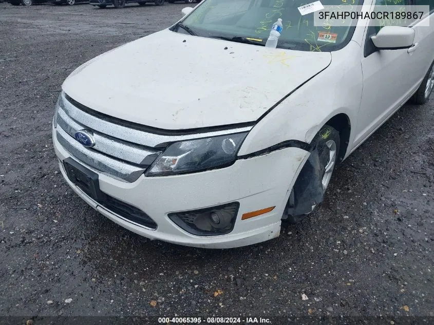 3FAHP0HA0CR189867 2012 Ford Fusion Se