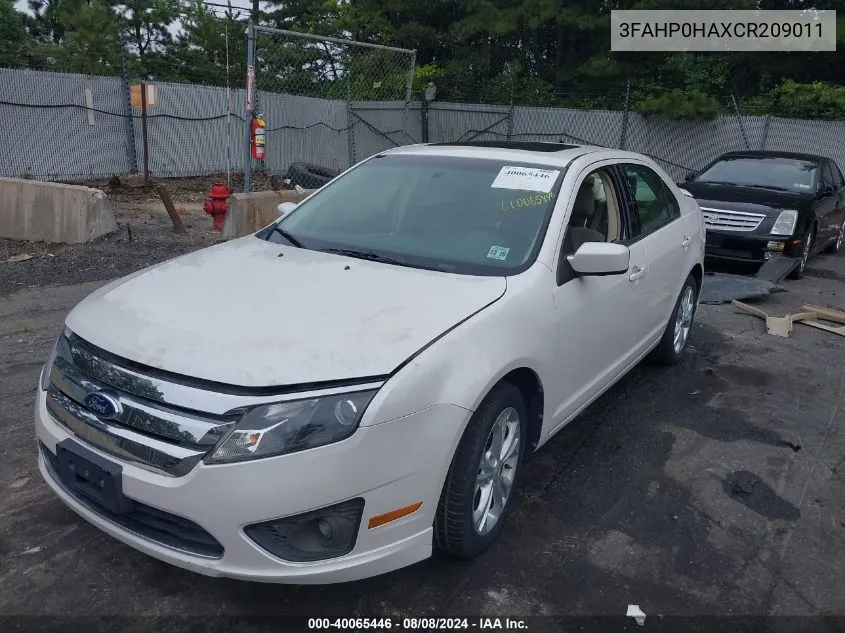 3FAHP0HAXCR209011 2012 Ford Fusion Se