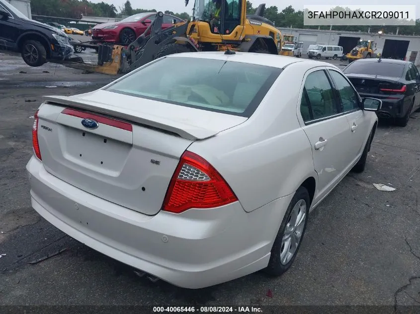 3FAHP0HAXCR209011 2012 Ford Fusion Se