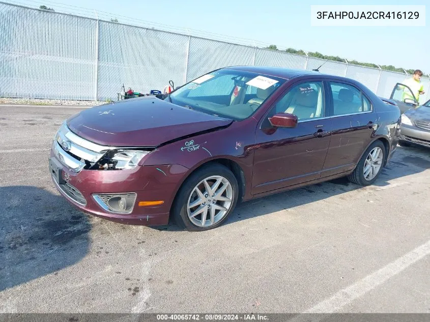 2012 Ford Fusion Sel VIN: 3FAHP0JA2CR416129 Lot: 40065742