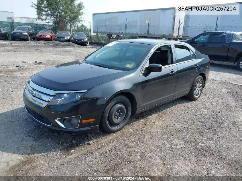 2012 Ford Fusion Sel VIN: 3FAHP0JA0CR267204 Lot: 40070383