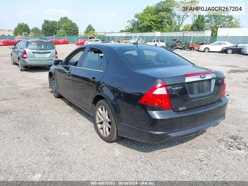 2012 Ford Fusion Sel VIN: 3FAHP0JA0CR267204 Lot: 40070383