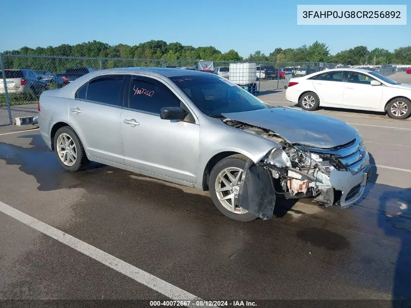 2012 Ford Fusion Sel VIN: 3FAHP0JG8CR256892 Lot: 40072667