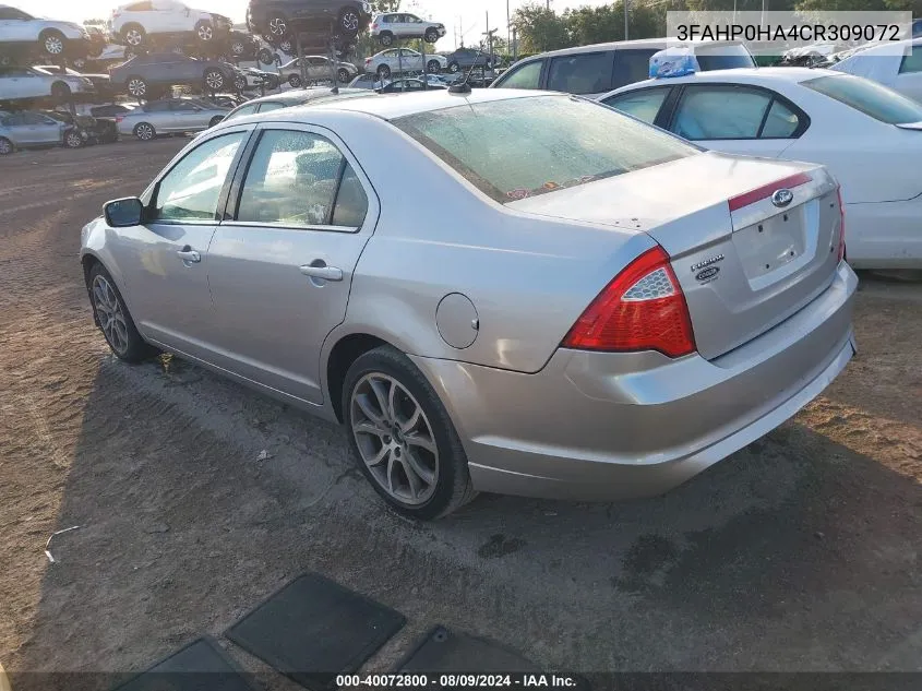 2012 Ford Fusion Se VIN: 3FAHP0HA4CR309072 Lot: 40072800