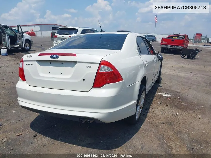 2012 Ford Fusion Se VIN: 3FAHP0HA7CR305713 Lot: 40085503