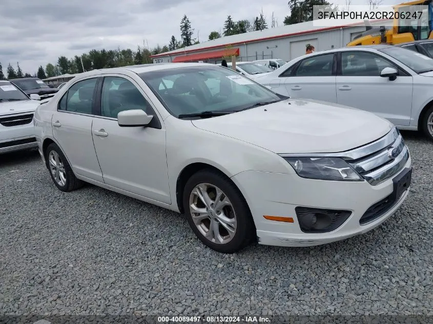 2012 Ford Fusion Se VIN: 3FAHP0HA2CR206247 Lot: 40089497