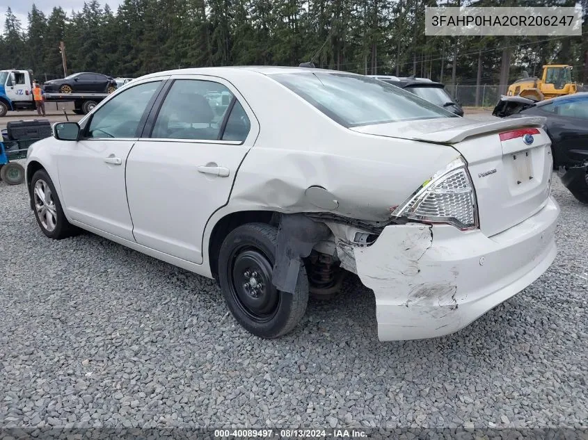 2012 Ford Fusion Se VIN: 3FAHP0HA2CR206247 Lot: 40089497