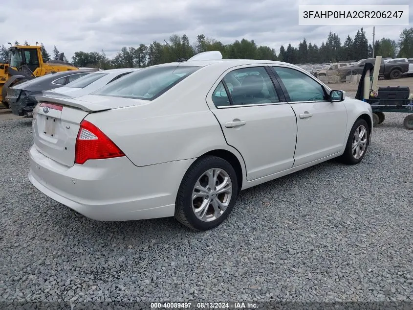 2012 Ford Fusion Se VIN: 3FAHP0HA2CR206247 Lot: 40089497