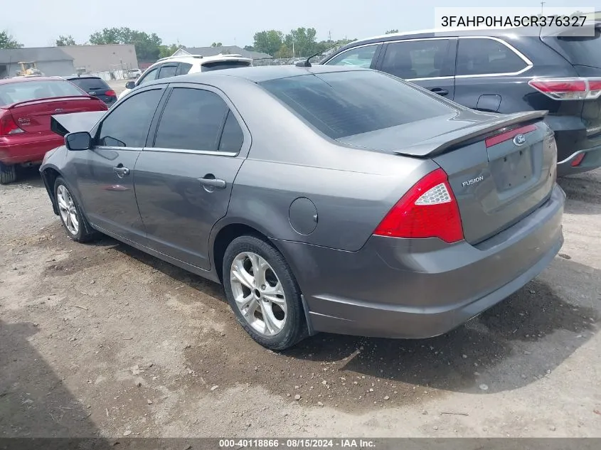 2012 Ford Fusion Se VIN: 3FAHP0HA5CR376327 Lot: 40118866