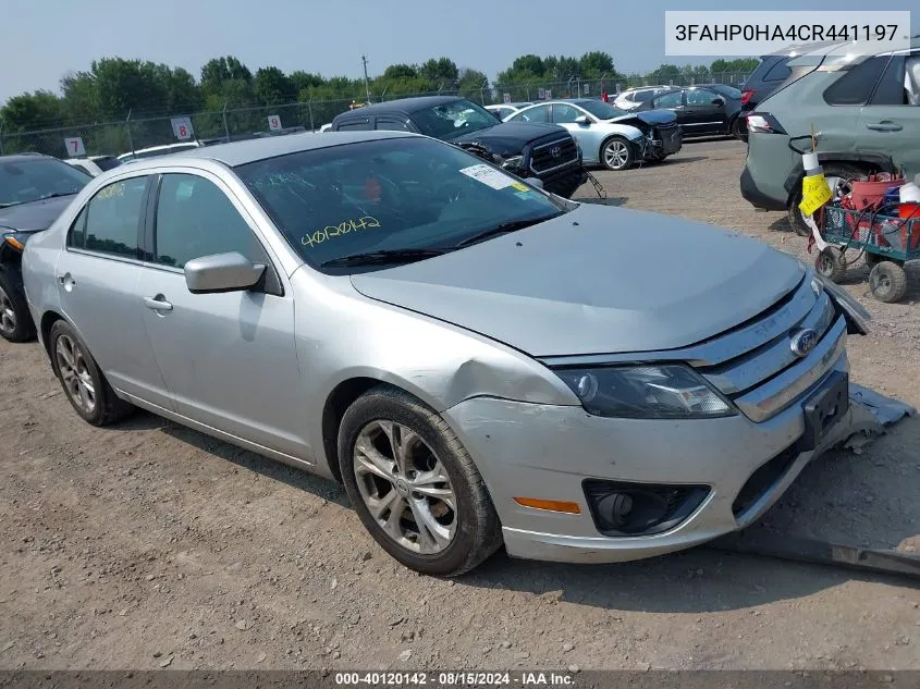 2012 Ford Fusion Se VIN: 3FAHP0HA4CR441197 Lot: 40120142