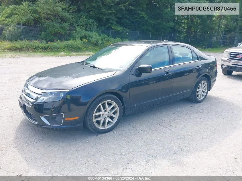 2012 Ford Fusion Sel VIN: 3FAHP0CG6CR370466 Lot: 40134366