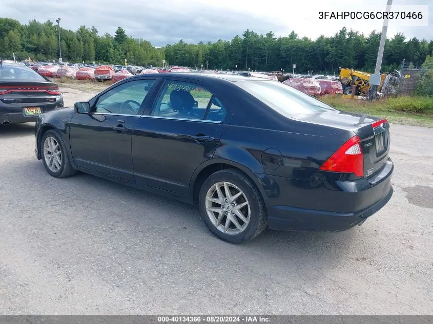 2012 Ford Fusion Sel VIN: 3FAHP0CG6CR370466 Lot: 40134366