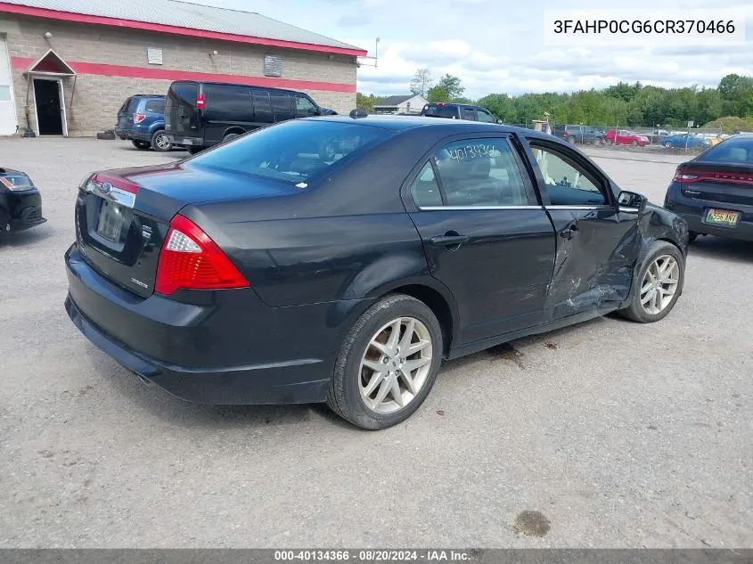 2012 Ford Fusion Sel VIN: 3FAHP0CG6CR370466 Lot: 40134366