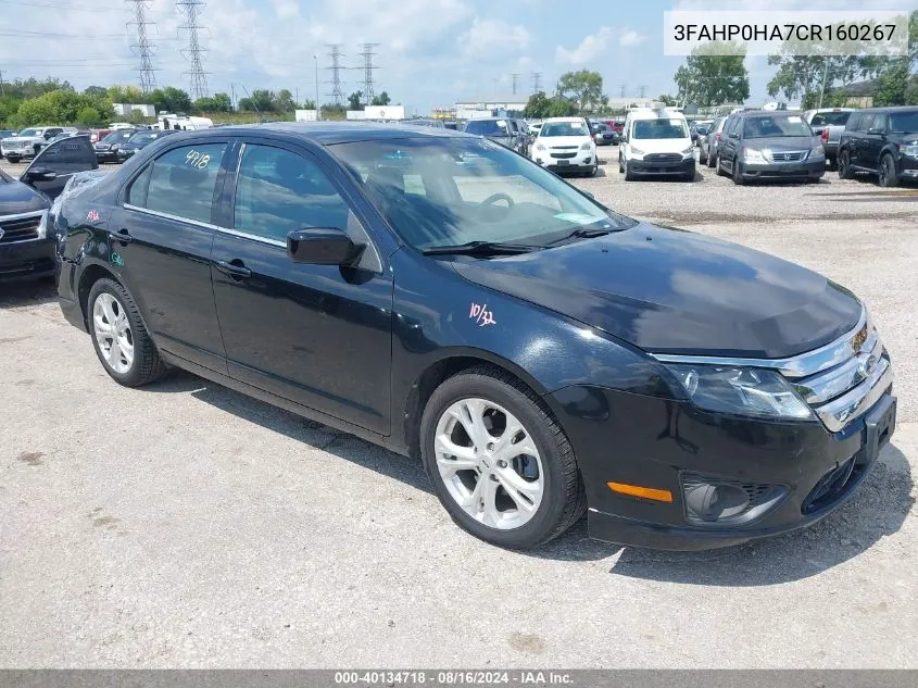 2012 Ford Fusion Se VIN: 3FAHP0HA7CR160267 Lot: 40134718