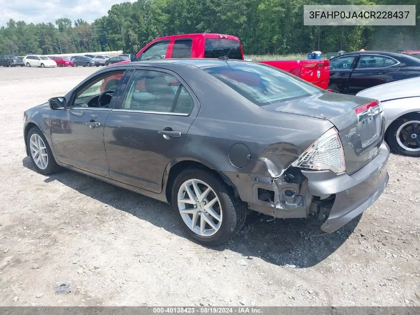 2012 Ford Fusion Sel VIN: 3FAHP0JA4CR228437 Lot: 40138423