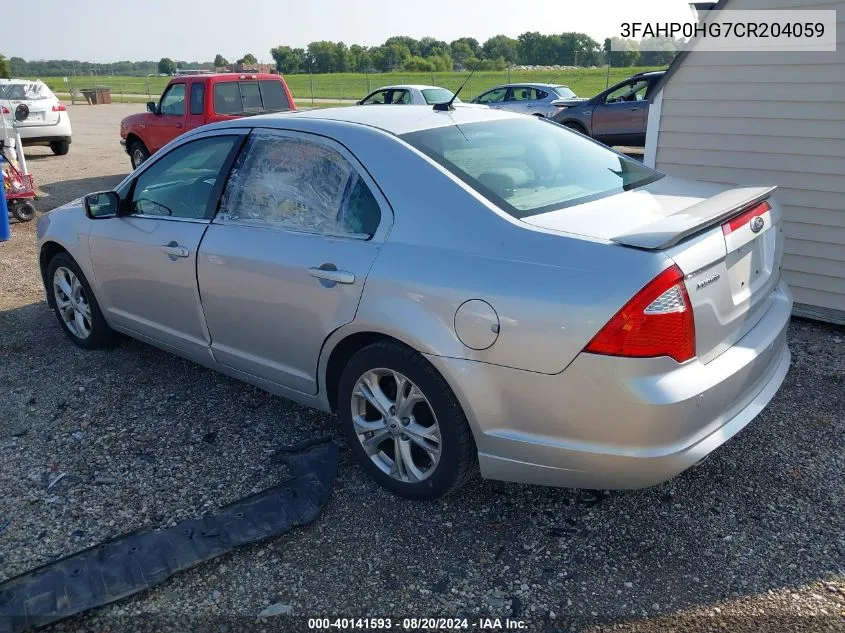 2012 Ford Fusion Se VIN: 3FAHP0HG7CR204059 Lot: 40141593