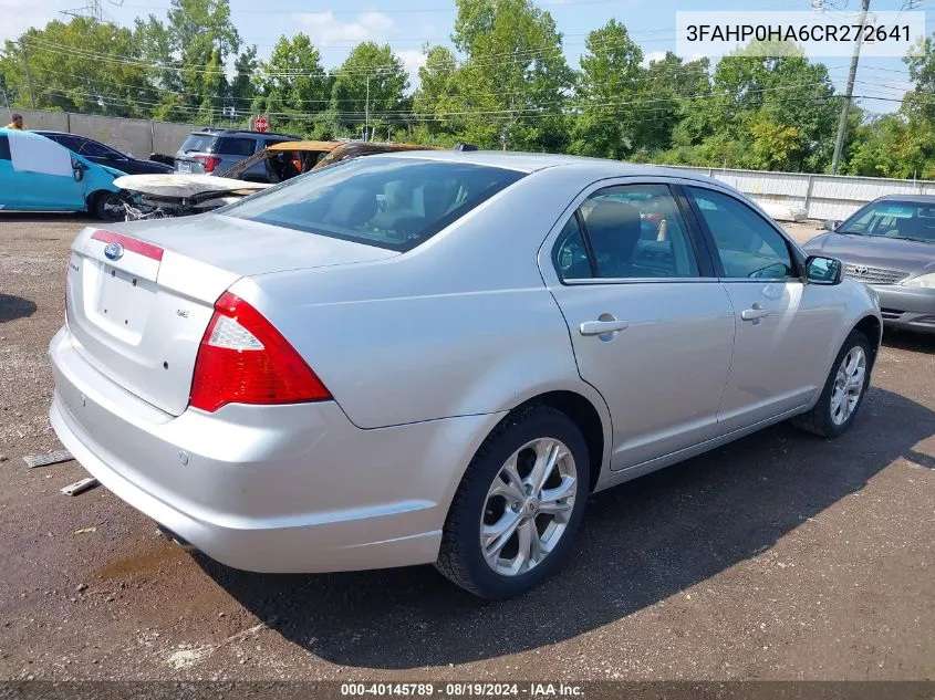 2012 Ford Fusion Se VIN: 3FAHP0HA6CR272641 Lot: 40145789