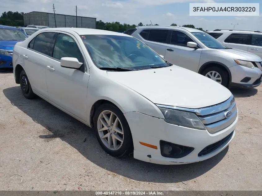 2012 Ford Fusion Sel VIN: 3FAHP0JA4CR303220 Lot: 40147210