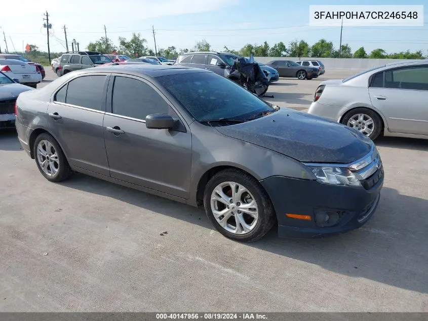 2012 Ford Fusion Se VIN: 3FAHP0HA7CR246548 Lot: 40147956