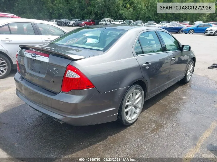 2012 Ford Fusion Sel VIN: 3FAHP0JA8CR272926 Lot: 40149753