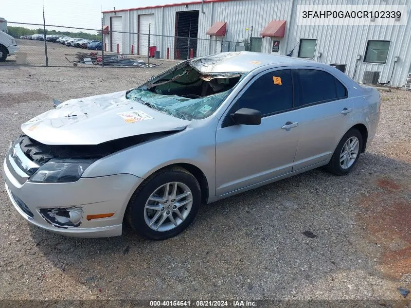 2012 Ford Fusion S VIN: 3FAHP0GA0CR102339 Lot: 40154641