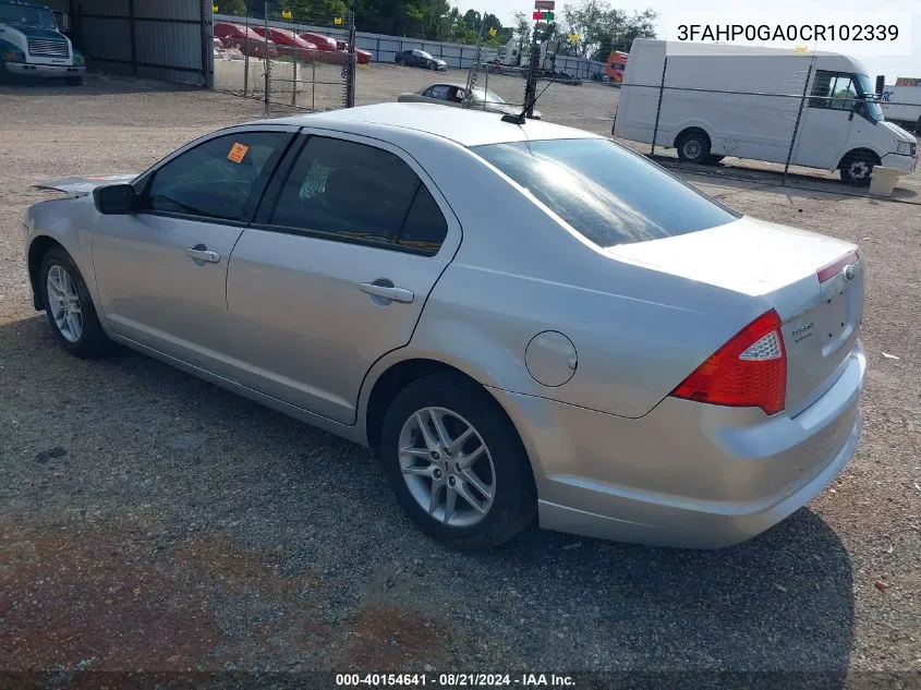 3FAHP0GA0CR102339 2012 Ford Fusion S