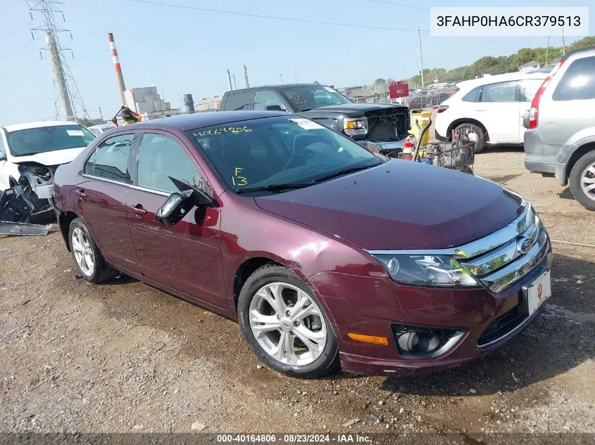 2012 Ford Fusion Se VIN: 3FAHP0HA6CR379513 Lot: 40164806