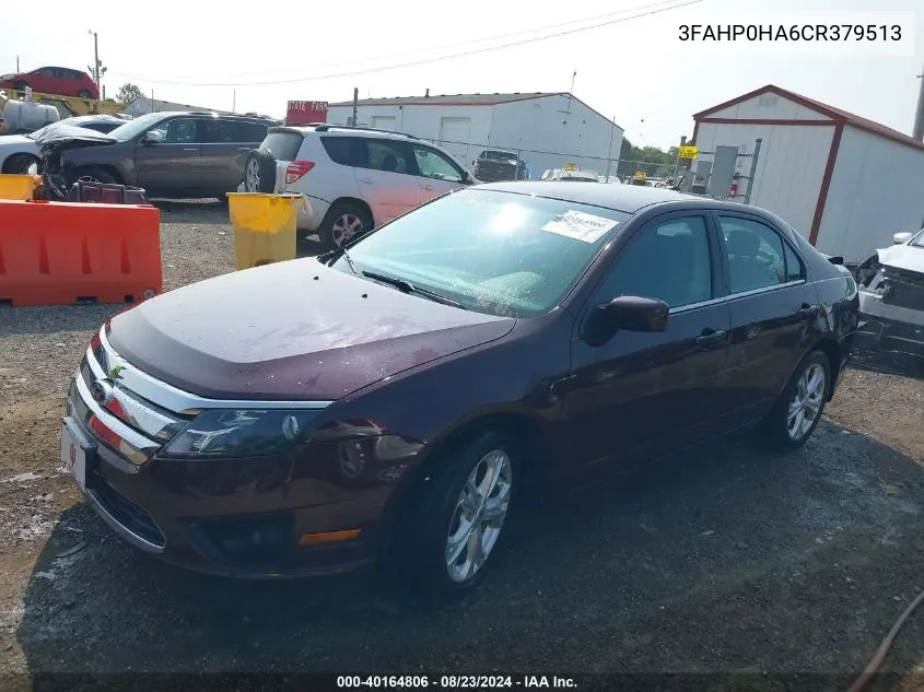 2012 Ford Fusion Se VIN: 3FAHP0HA6CR379513 Lot: 40164806