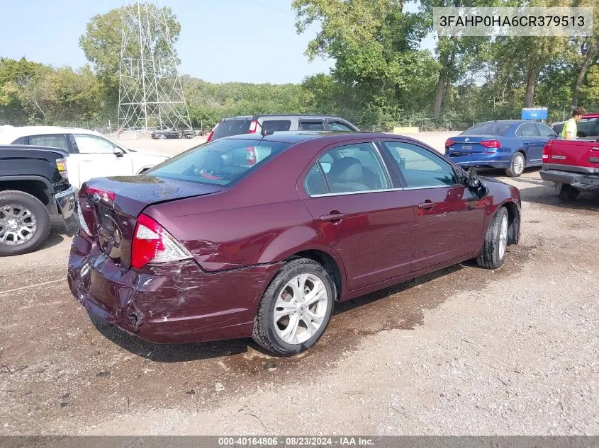 2012 Ford Fusion Se VIN: 3FAHP0HA6CR379513 Lot: 40164806