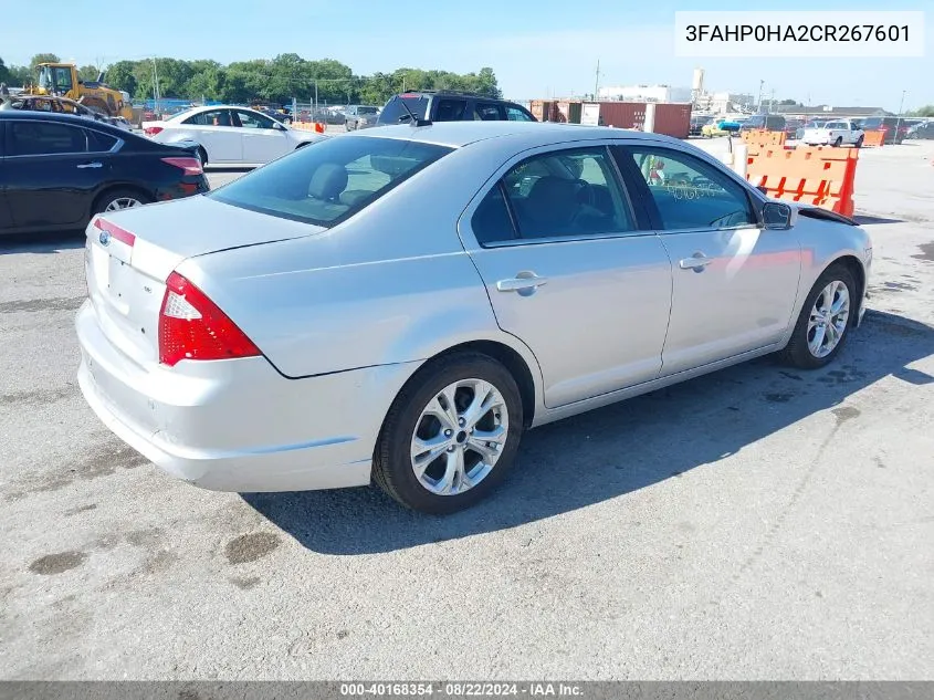 2012 Ford Fusion Se VIN: 3FAHP0HA2CR267601 Lot: 40168354